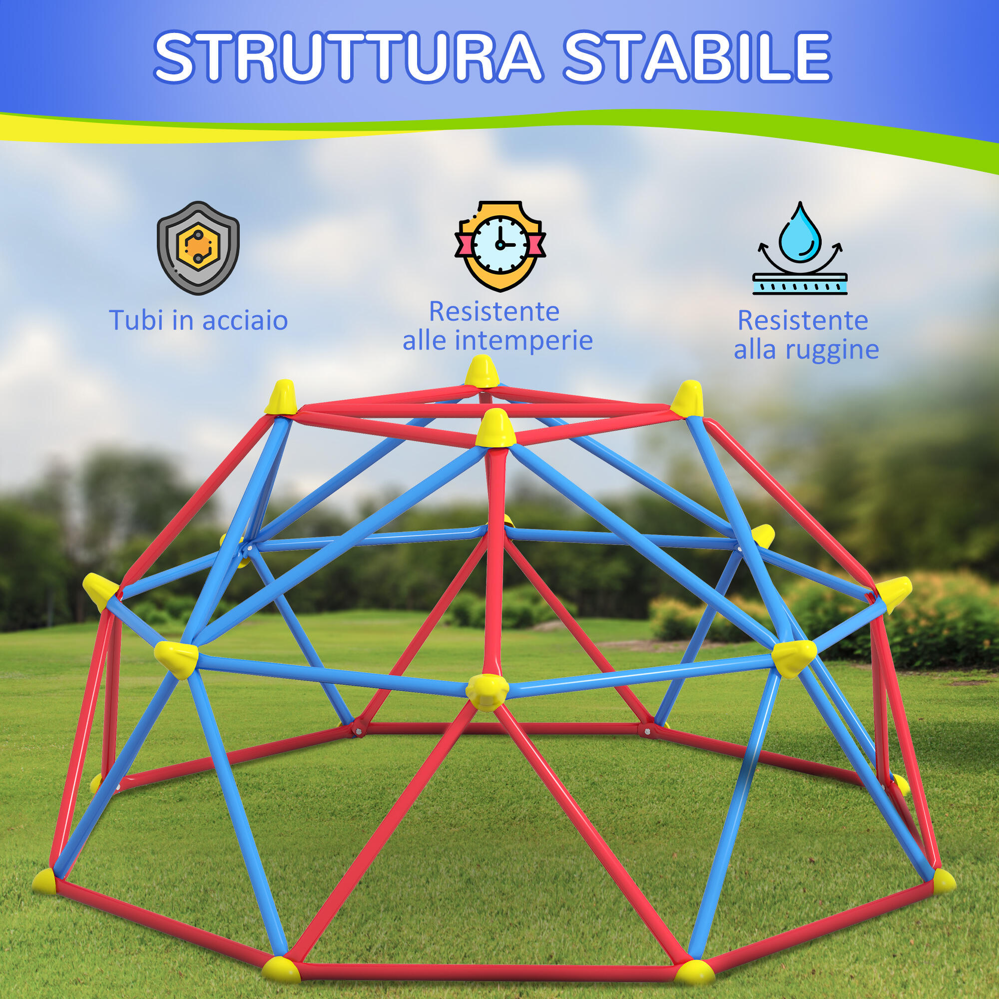 Outsunny Cupola per Arrampicata Bambini 3-8 Anni in Metallo Ø183x90cm 5/7