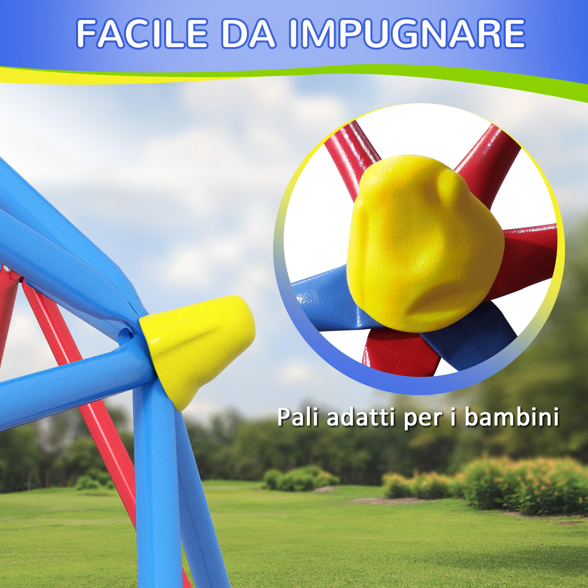 Outsunny Cupola per Arrampicata Bambini 3-8 Anni in Metallo Ø183x90cm 6/7