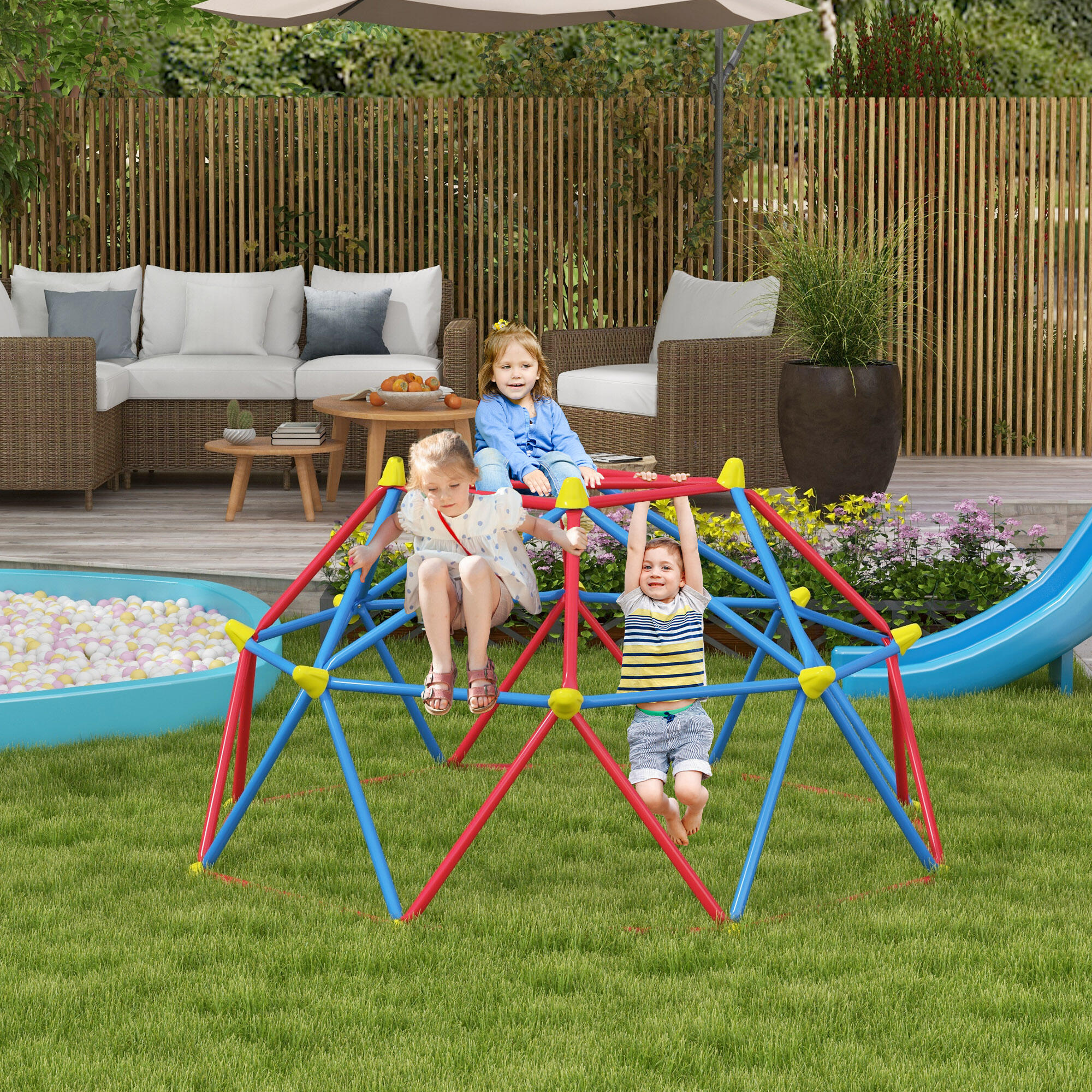 Outsunny Cupola per Arrampicata Bambini 3-8 Anni in Metallo Ø183x90cm 2/7