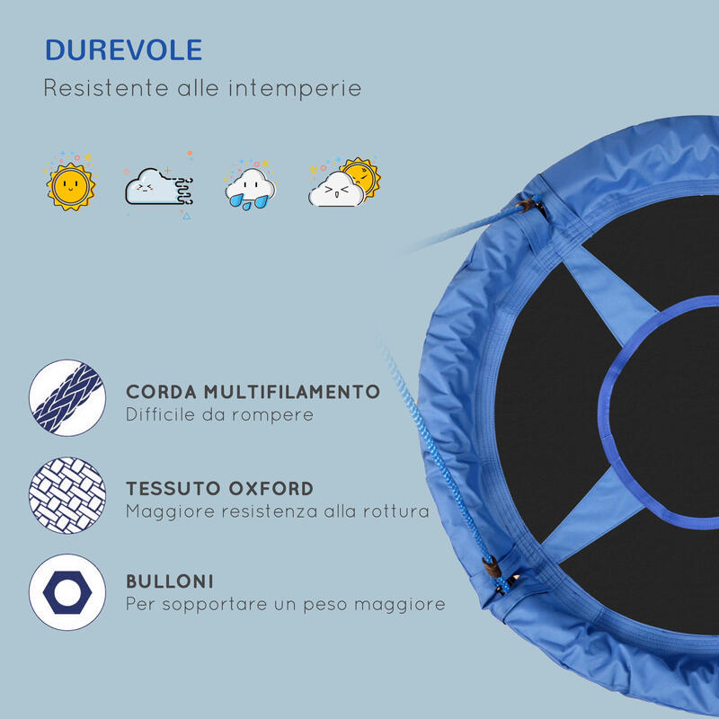 HOMCOM Leagăn Rotund pentru Copii  pentru Interior si Exterior, Albastru