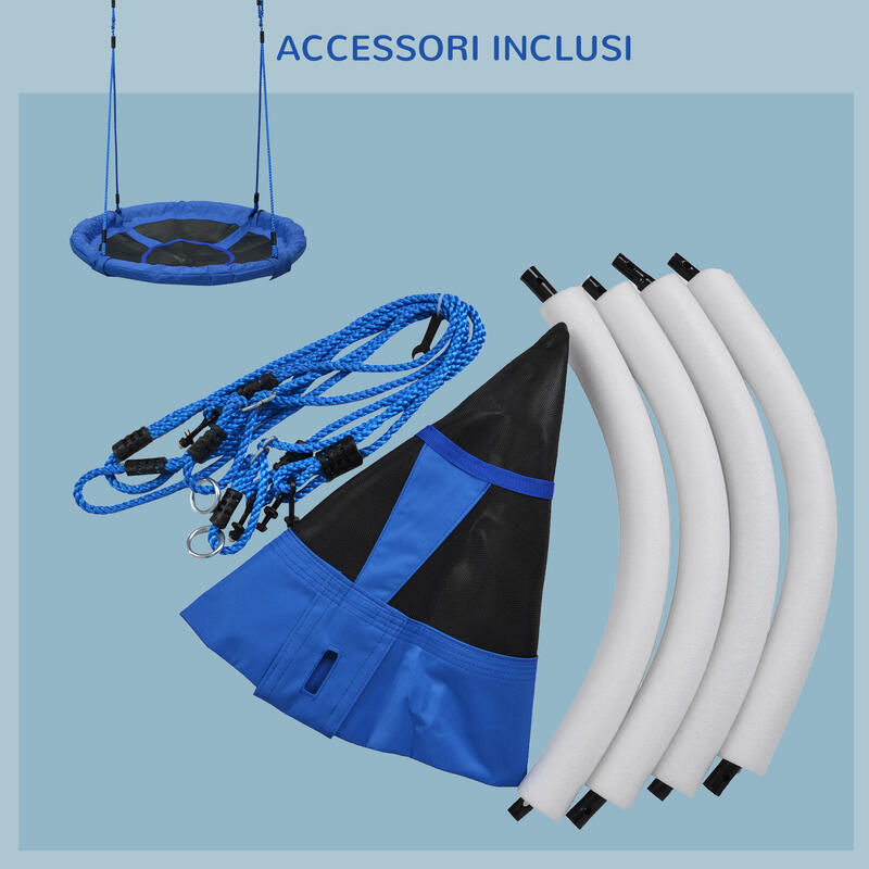 HOMCOM Leagăn Rotund pentru Copii  pentru Interior si Exterior, Albastru