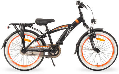 AMIGO Kinderfahrräder Jungen Roady 20 Zoll Jungen Rücktrittbremse Schwarz/Orange