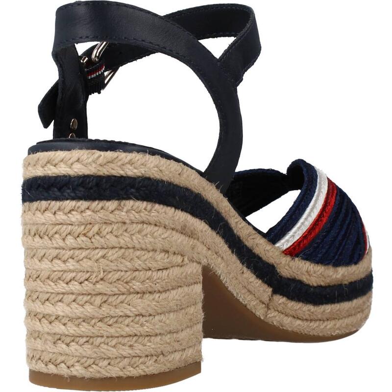 Sandalias Mujer Tommy Hilfiger Th Artisanal Mid Heel Sa Azul