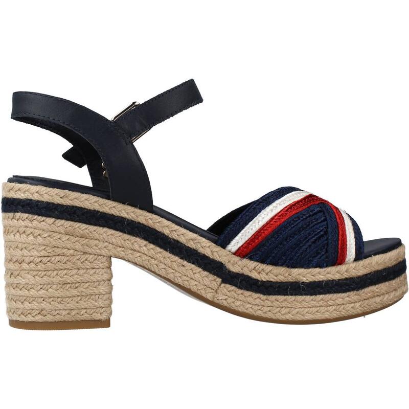 Sandalias Mujer Tommy Hilfiger Th Artisanal Mid Heel Sa Azul