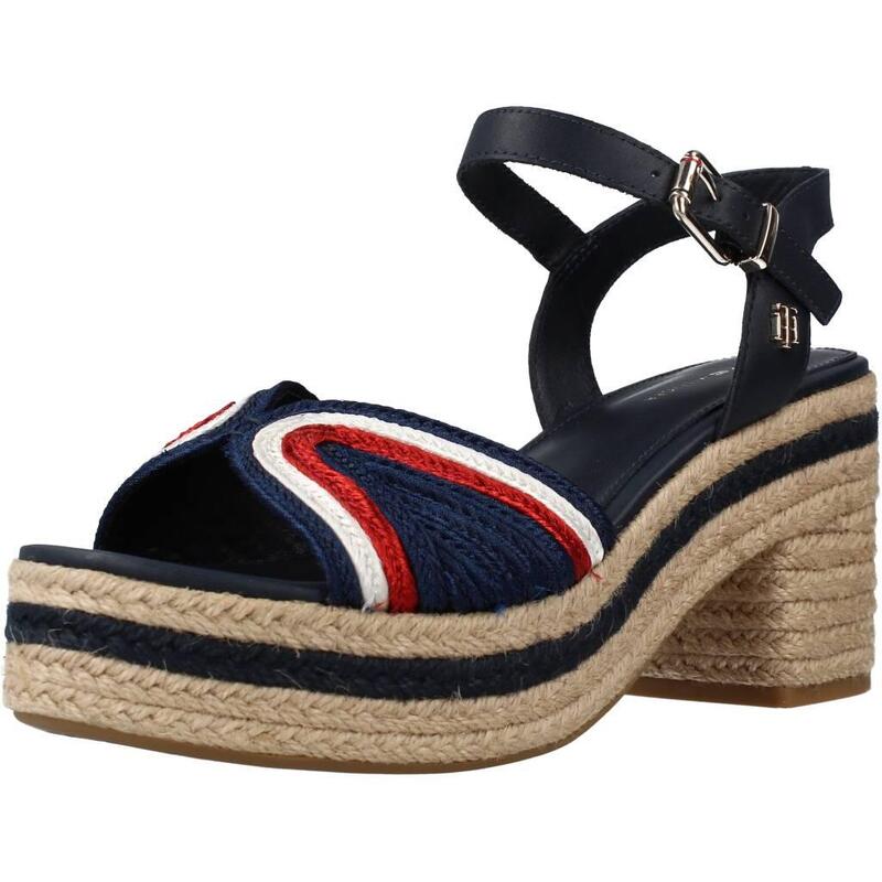 Sandalias Mujer Tommy Hilfiger Th Artisanal Mid Heel Sa Azul