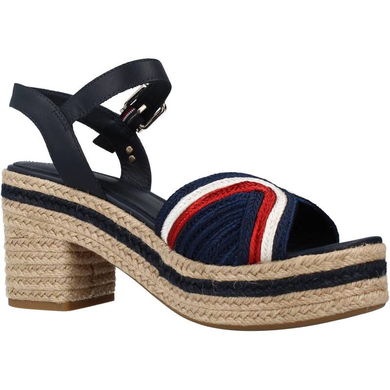 Sandalias Mujer Tommy Hilfiger Th Artisanal Mid Heel Sa Azul