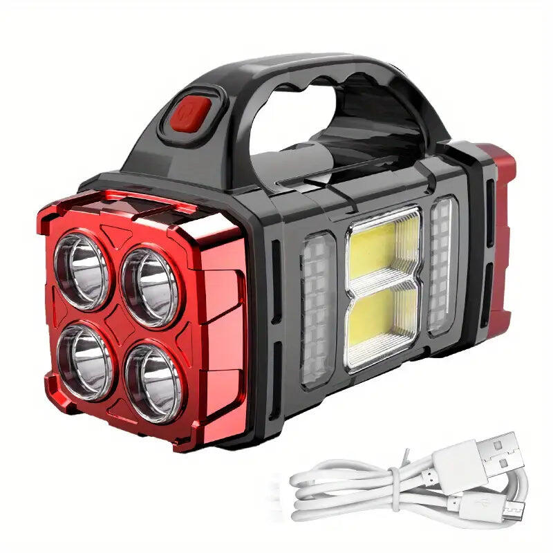 Tactical LED Solar Camping Light - Portable Rechargeable Flashlight