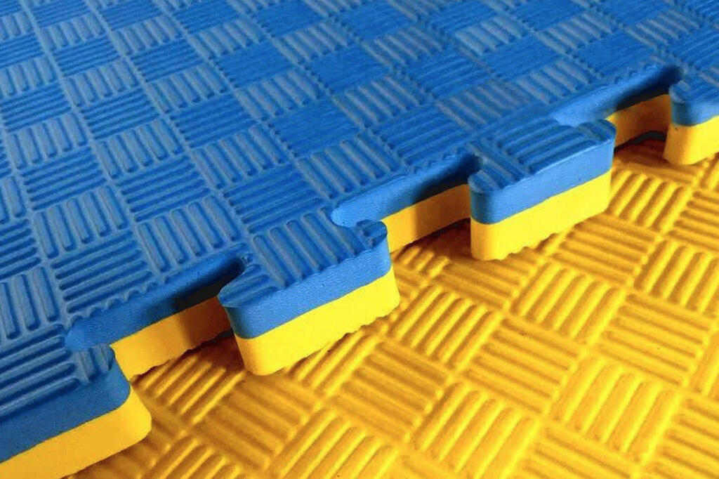 Legend Puzzelmat Sportvloer | 100 x 100 x 4 cm | Blauw / Geel 2/5