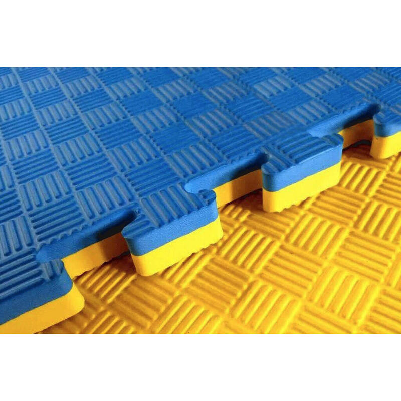 Tapis de puzzle | 100x100x4cm | Bleu jaune