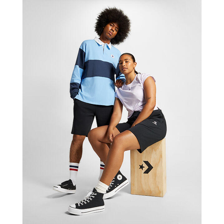 Pantaloncini Converse Embroidered Chevron Shorts, Nero, Uomini 4/5