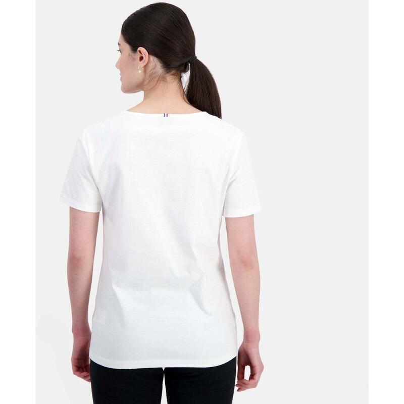 Camiseta de manga corta Le Coq Sportif Ess Tee Ss Col V N1, Blanco, Mujer