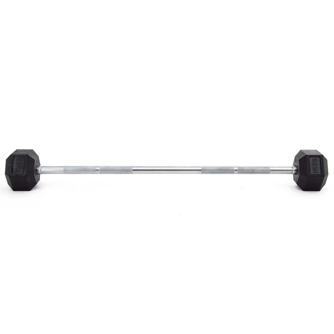 Fixed Barbell Pump Bar 10kg - Rubber Hex