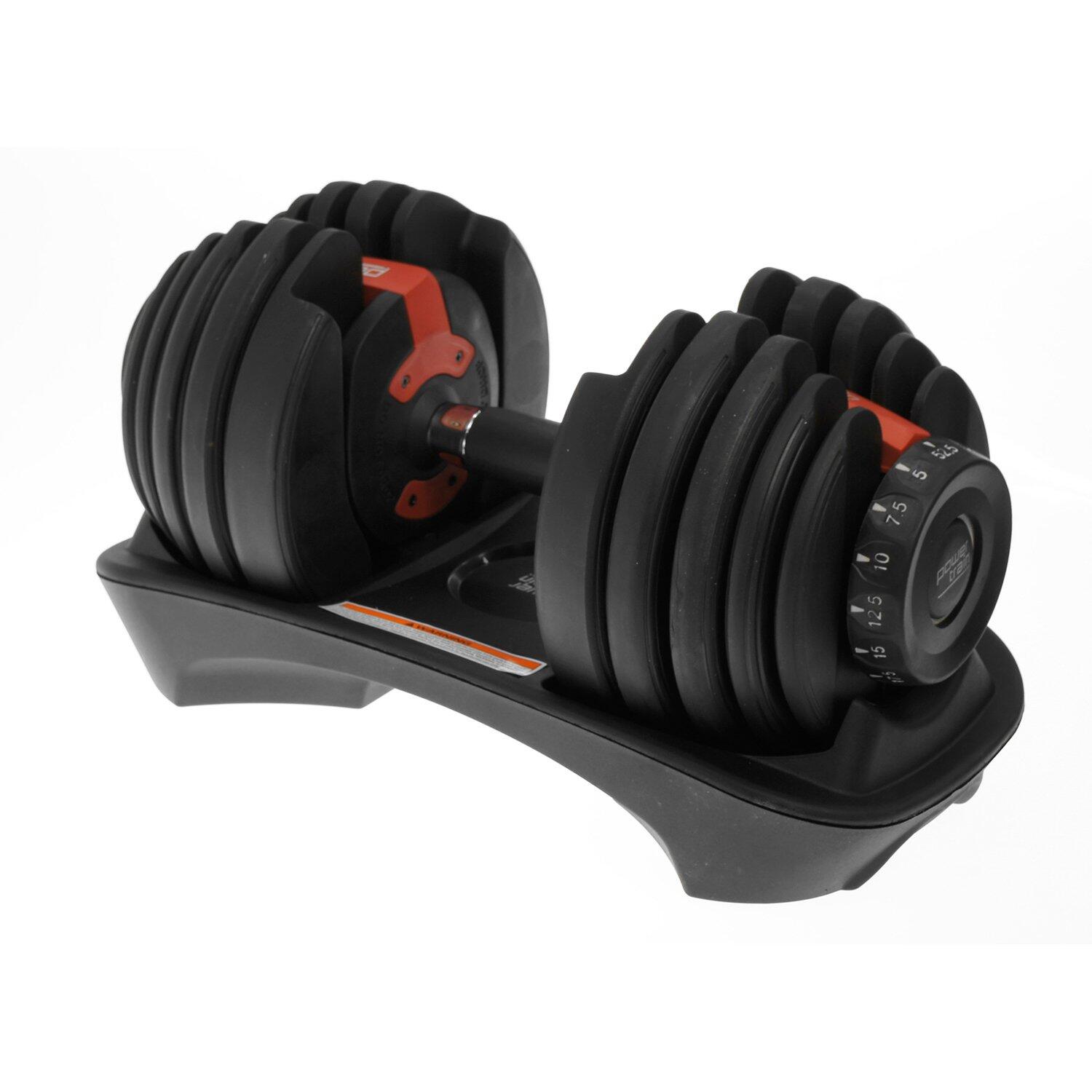 Powertrain 24kg Adjustable Dumbbell Home Gym Exercise Weights Free Workout Red
