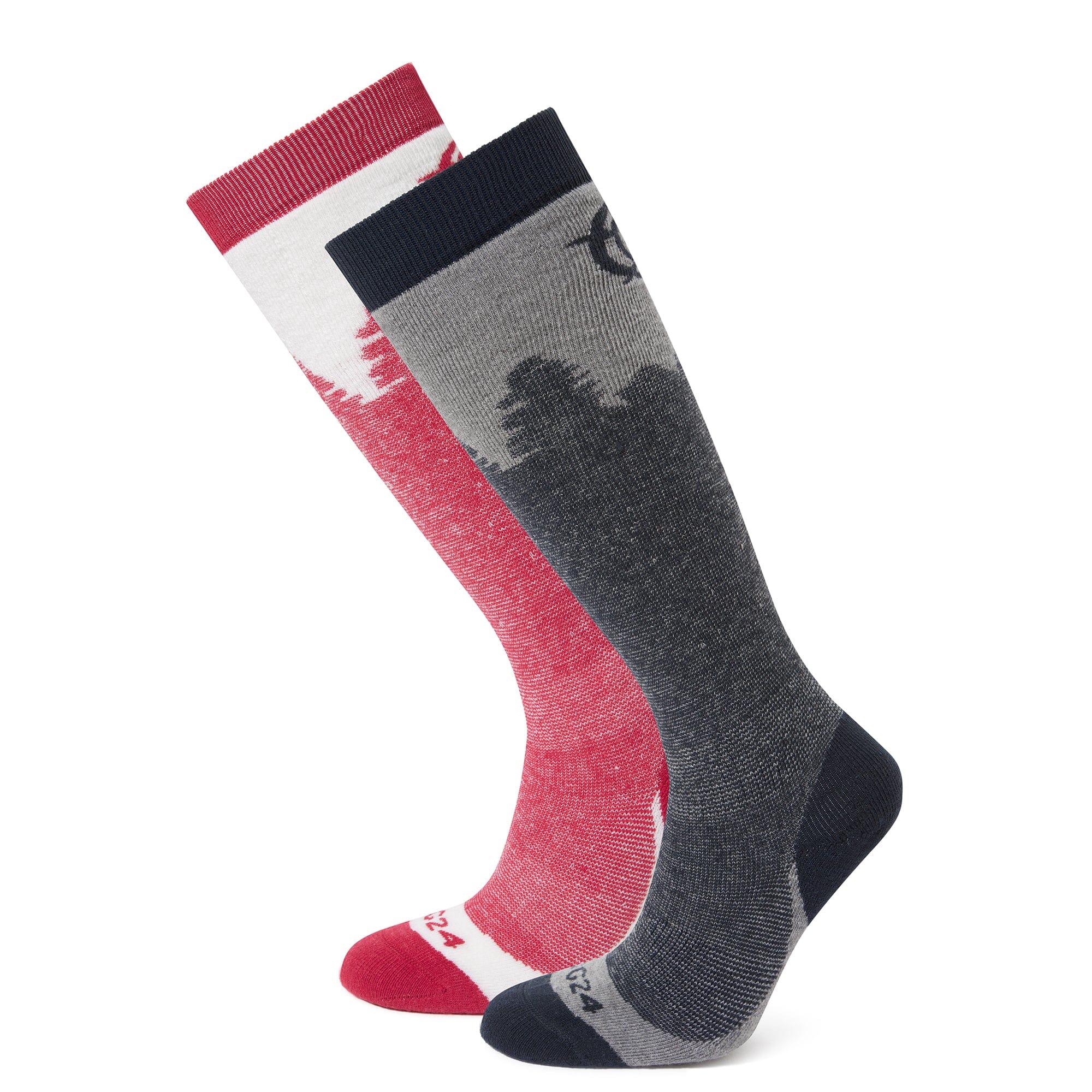 Women's APRICA ski socks (Dark indigo / Dark pink)