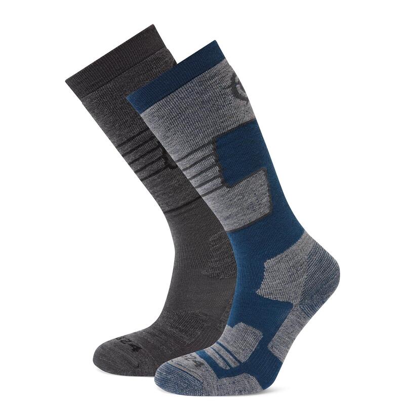 Chaussettes de ski LINZ Femme (Gris foncé chiné / Bleu)