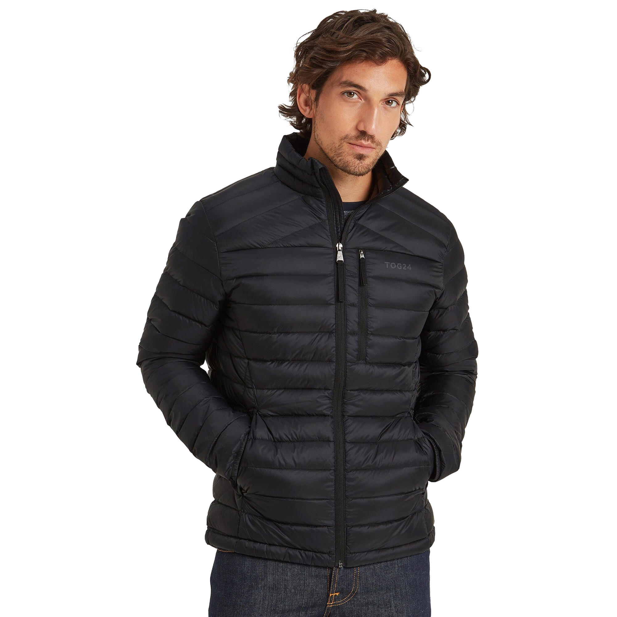 Mens Down Funnel Neck Padded Jacket (Black) TOG24 Decathlon