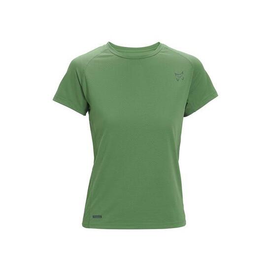 Camiseta de Manga Corta Senderismo de Montaña MUJER Altus TISMA W VERDE