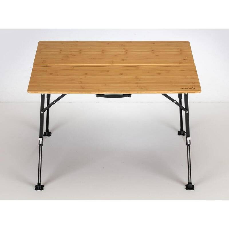 Campingtafel Tobro - Opvouwbare tafel met bamboe tafelblad - 100x72x70cm