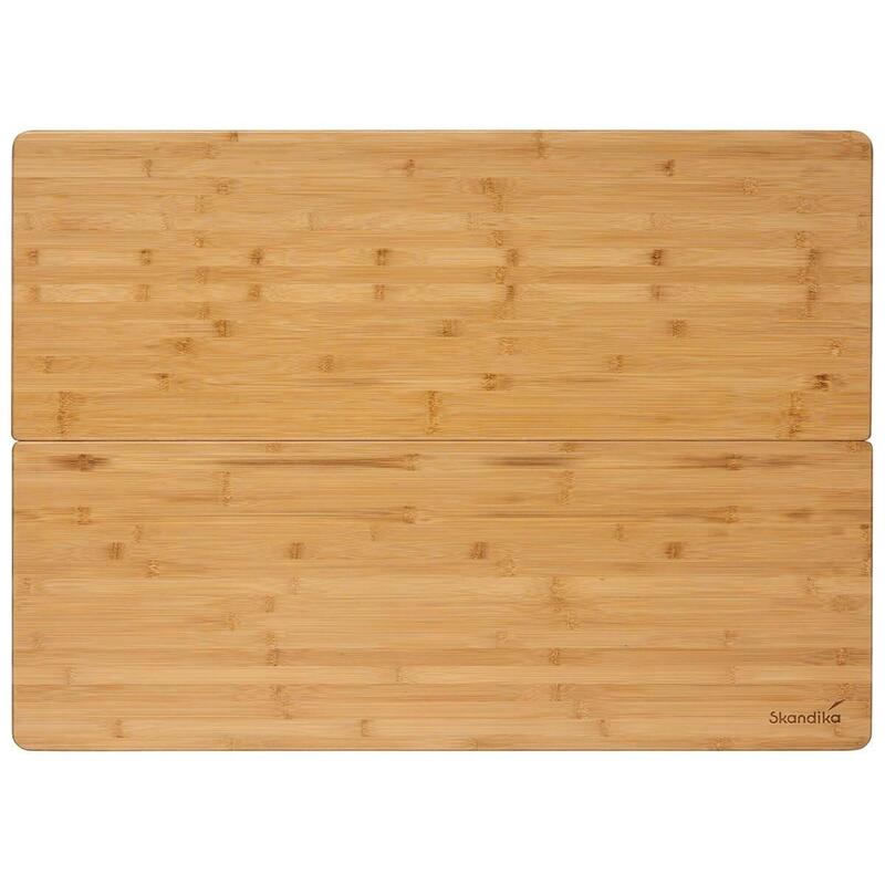 Campingtafel Tobro - Opvouwbare tafel met bamboe tafelblad - 100x72x70cm