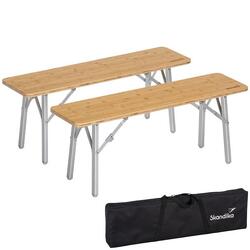 Lot de 2 bancs Tolja - banc de camping pique-nique en bambou - 100 x 27 x 39 cm