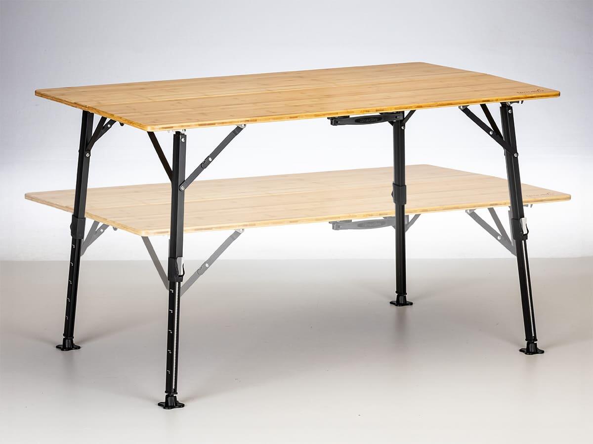 Table de camping Tobro - Table pliante avec plateau en bambou - 120x70x70cm 4/7