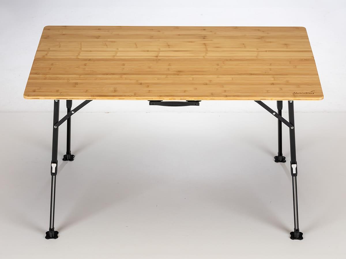 Table de camping Tobro - Table pliante avec plateau en bambou - 120x70x70cm 2/7