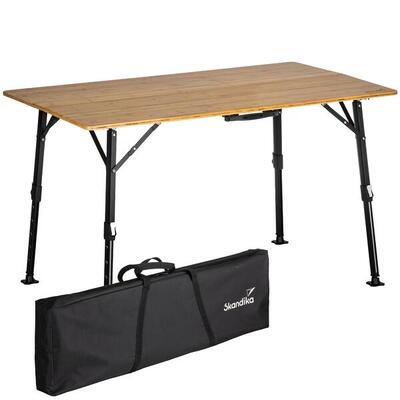 Campingtafel tobro - opvouwbare tafel met bamboe tafelblad - 120x70x70cm