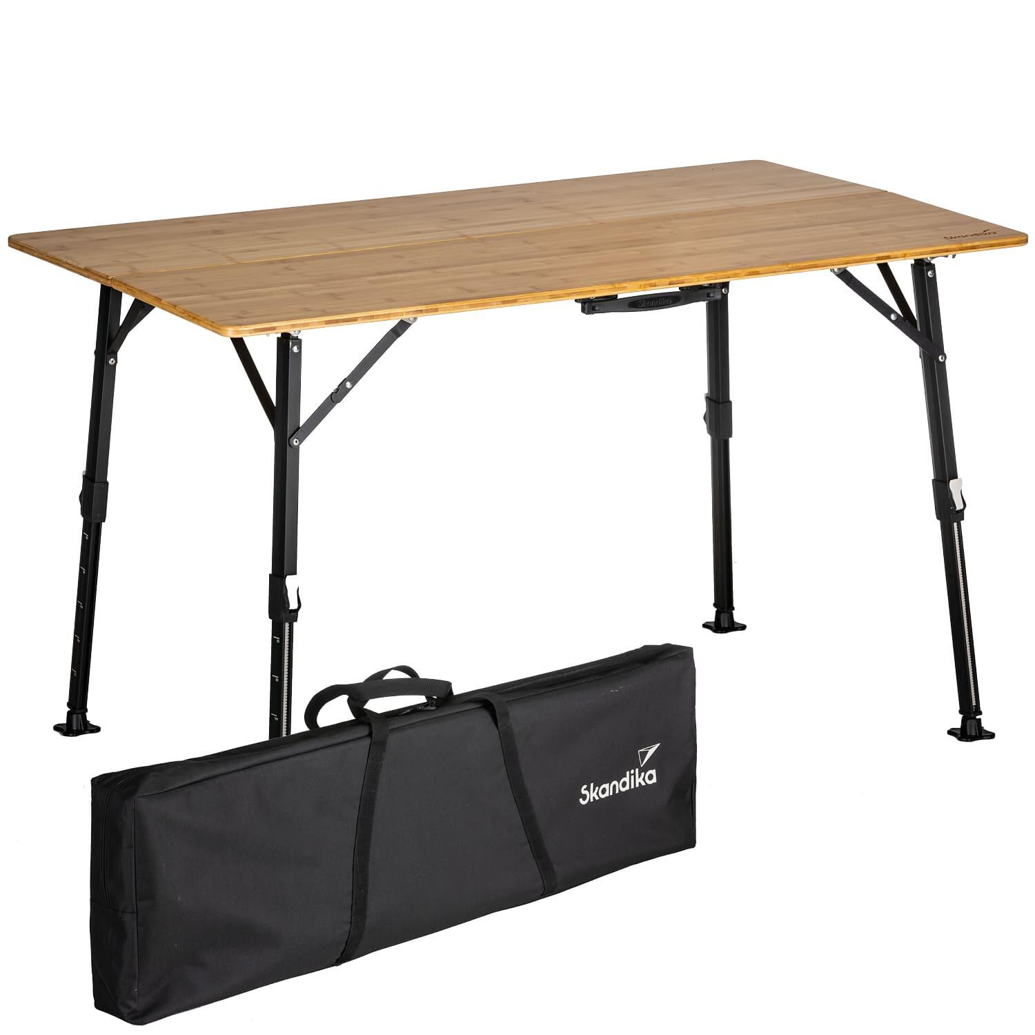 Mesa de campismo Tobro - Mesa dobrável com tampo em bambu - 120x70x70cm