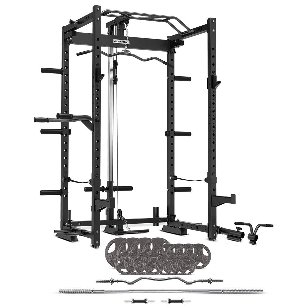CORTEX PR4 Folding Power Rack with Standard Tri-Grip Weight and Bar Set