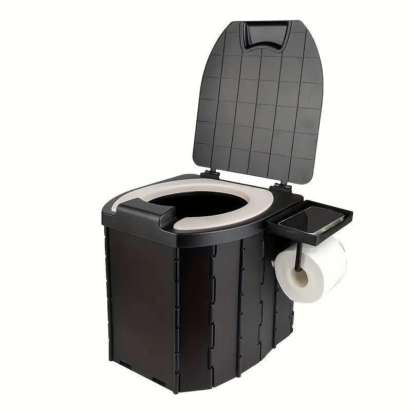 NNETM Portable Folding Toilet with PU Seat Cushion - Ideal for RV, Car, Camping