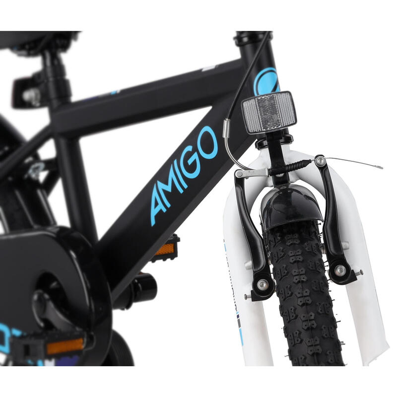 AMIGO Vélo garçon Speeder 16 Pouces 27 cm Garçon Frein à rétropédalage Noir/Bleu