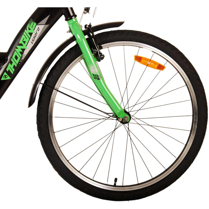 Thombike 24 Pouces 23 cm Garçon Frein à rétropédalage Noir/Vert