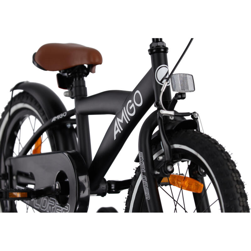 AMIGO Jongensfiets Explorer 16 Inch 23 cm Jongens Terugtraprem Zwart/Wit