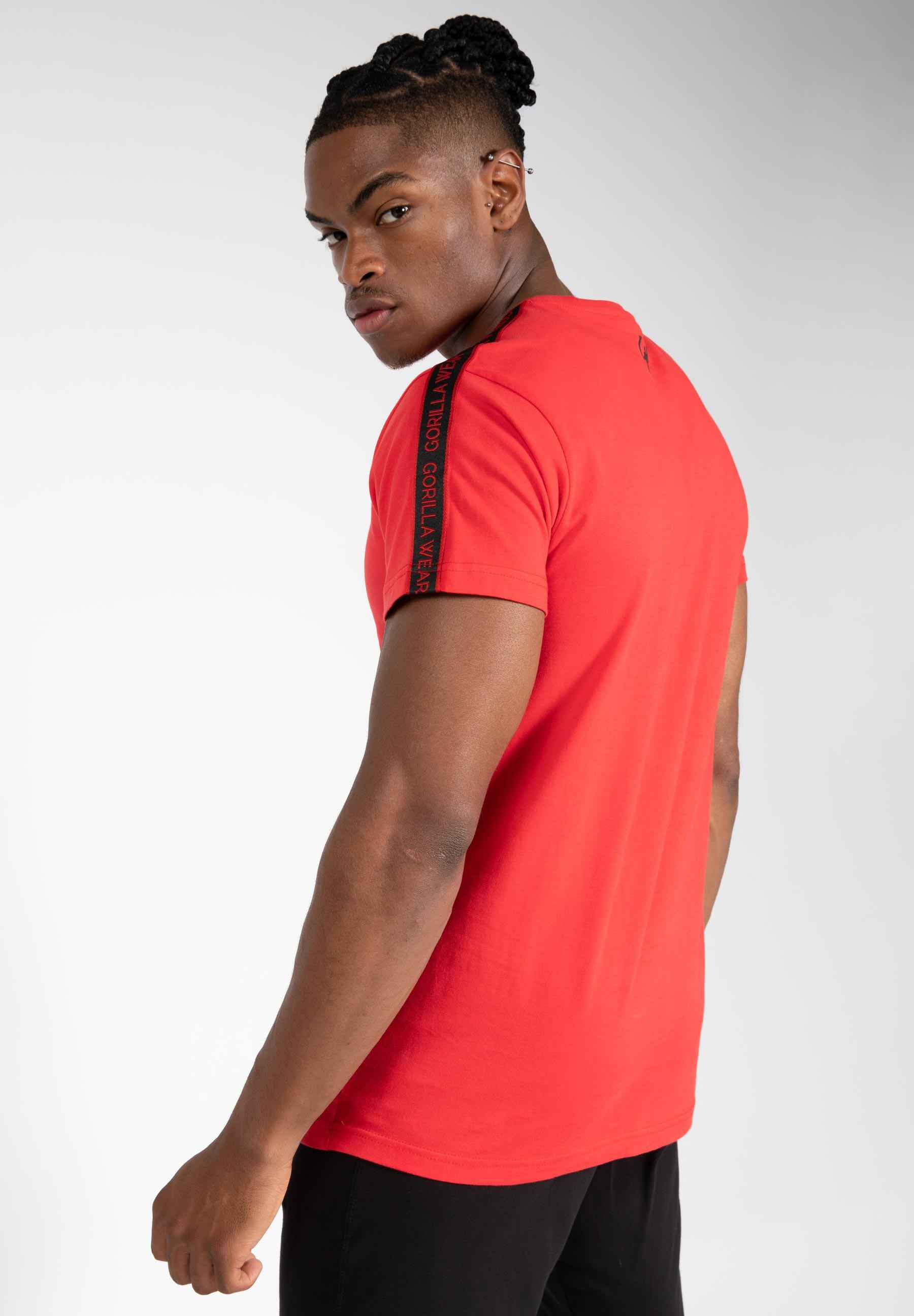 Camiseta Musculación Manga Corta Algodón Hombre GORILLA WEAR Chester Rojo 3/6