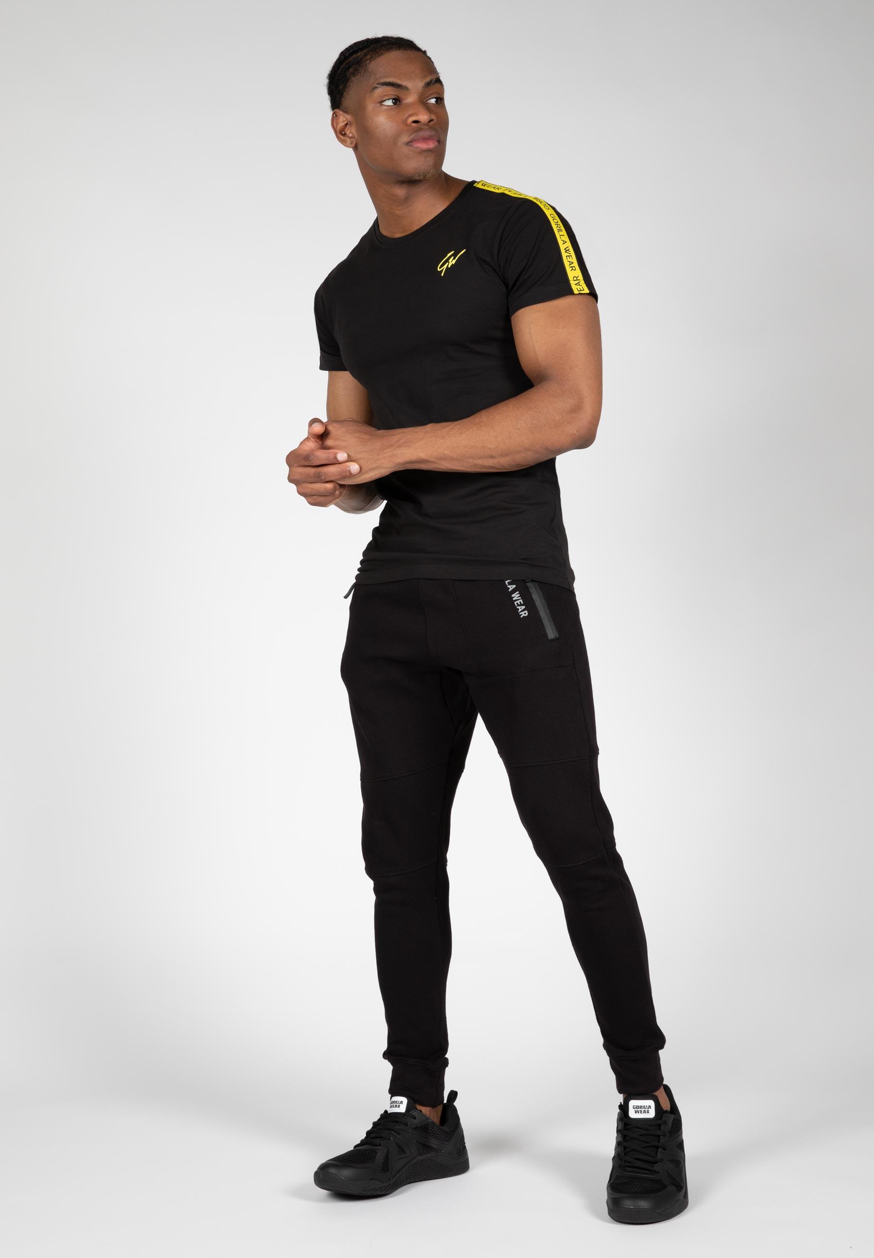 Camiseta Musculación Manga Corta Algodón Hombre GORILLA WEAR Chester Negro 2/5