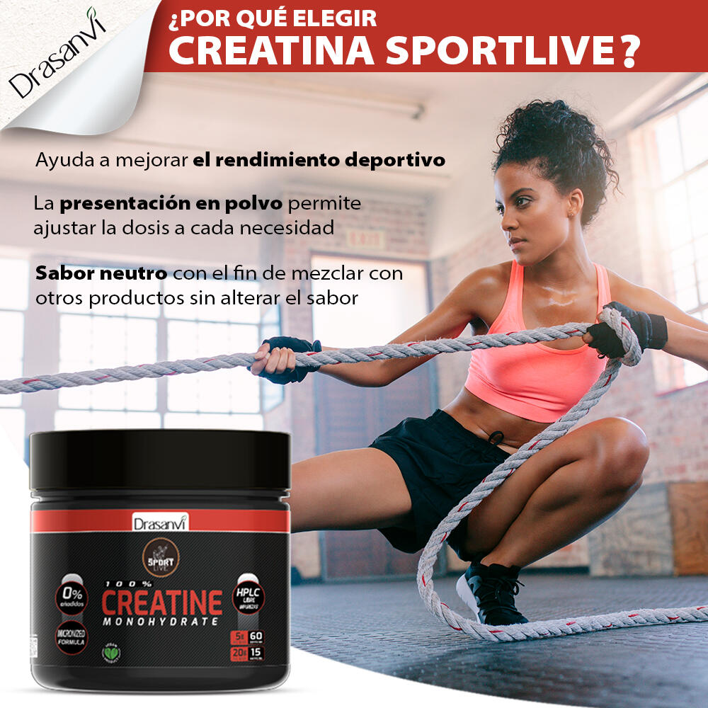 Creatina Monohidratada Sport Live - 80 Mesh - 300Gr - DRASANVI 4/7