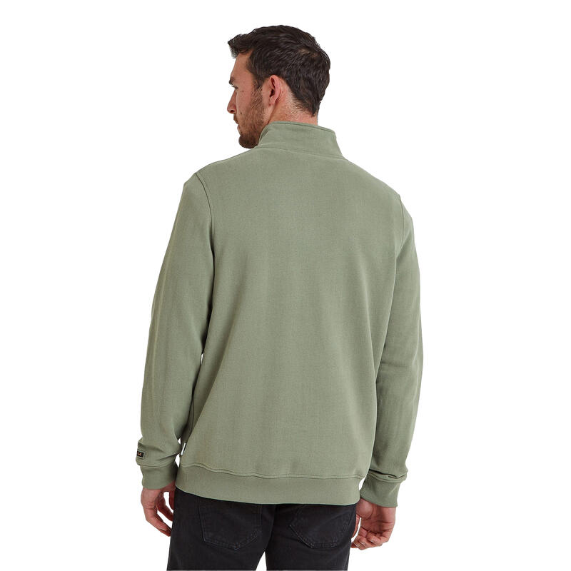 "Dorian" Sweatshirt mit kurzem Reißverschluss für Herren Verblichen Khakigrün