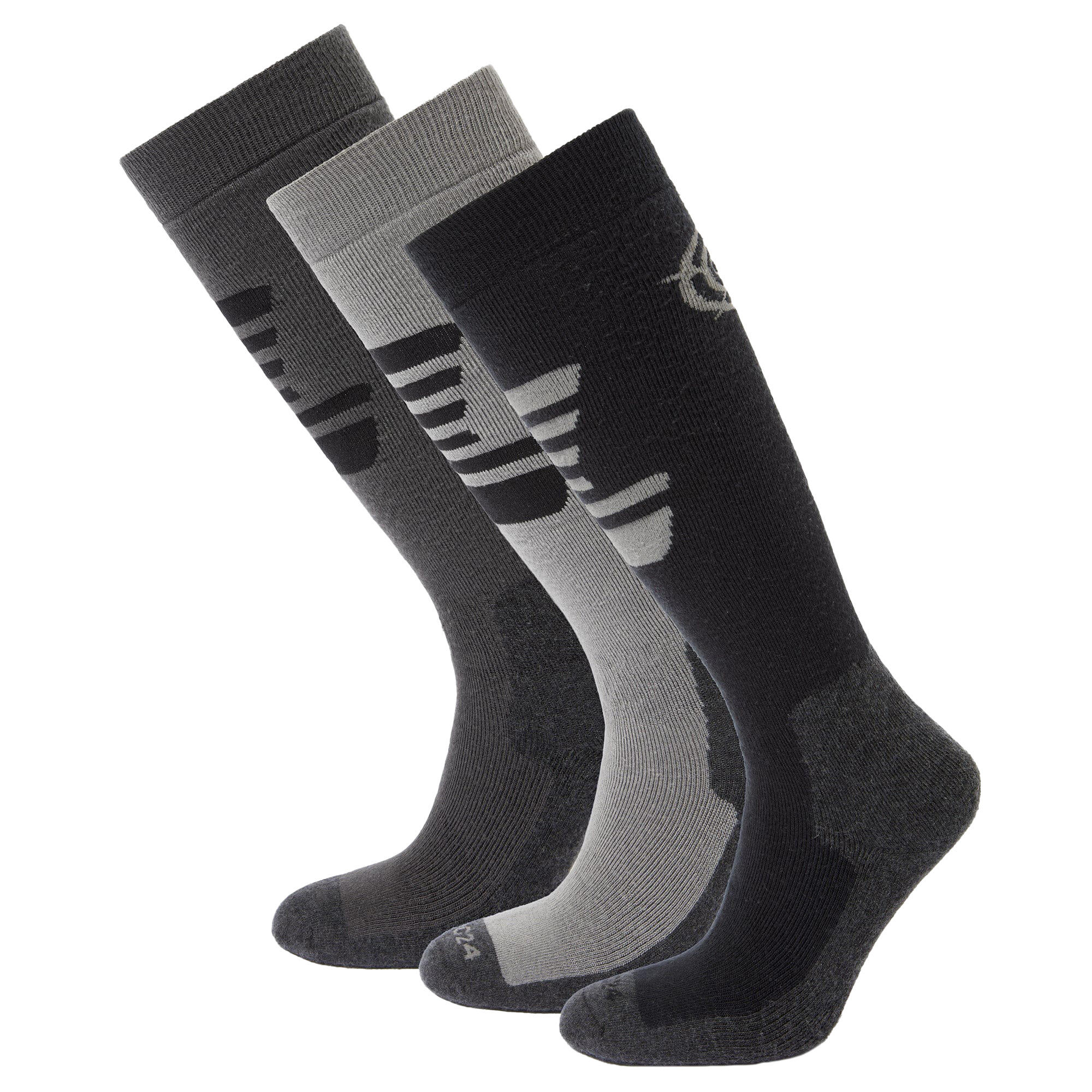 BERGENZ Men's Ski Socks (Black / Soot grey / Light grey)