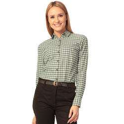Chemise en flanelle Spring à carreaux verts pour femmes