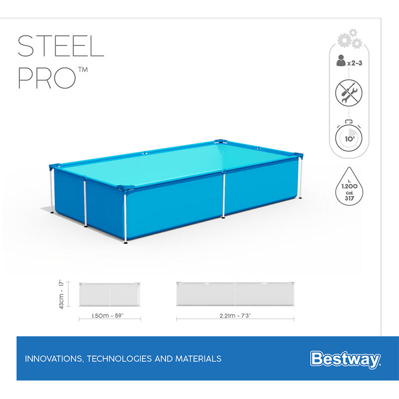 Piscina Desmontable Tubular Infantil Bestway Steel Pro 221x150x43 cm