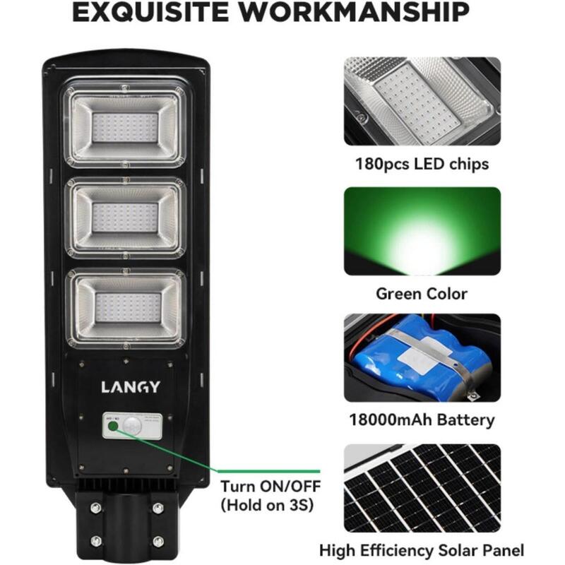 Lampa solara cu lumina verde, 9000 lumeni, LED, nedetectabila de catre animale