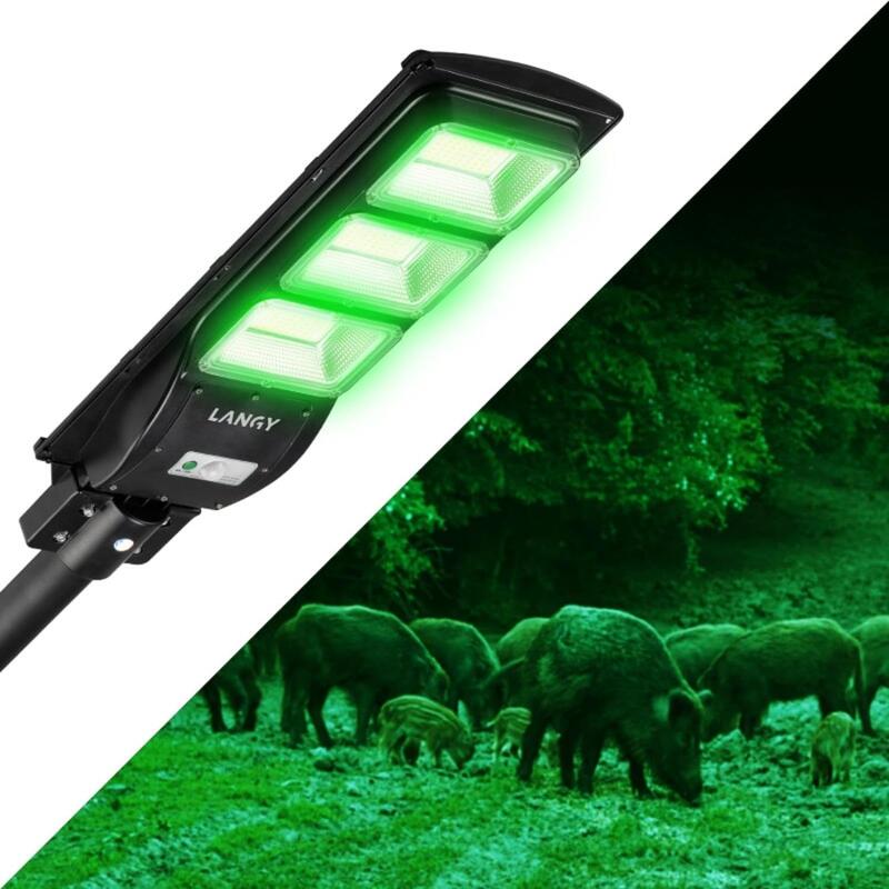 Lampa solara cu lumina verde, 9000 lumeni, LED, nedetectabila de catre animale