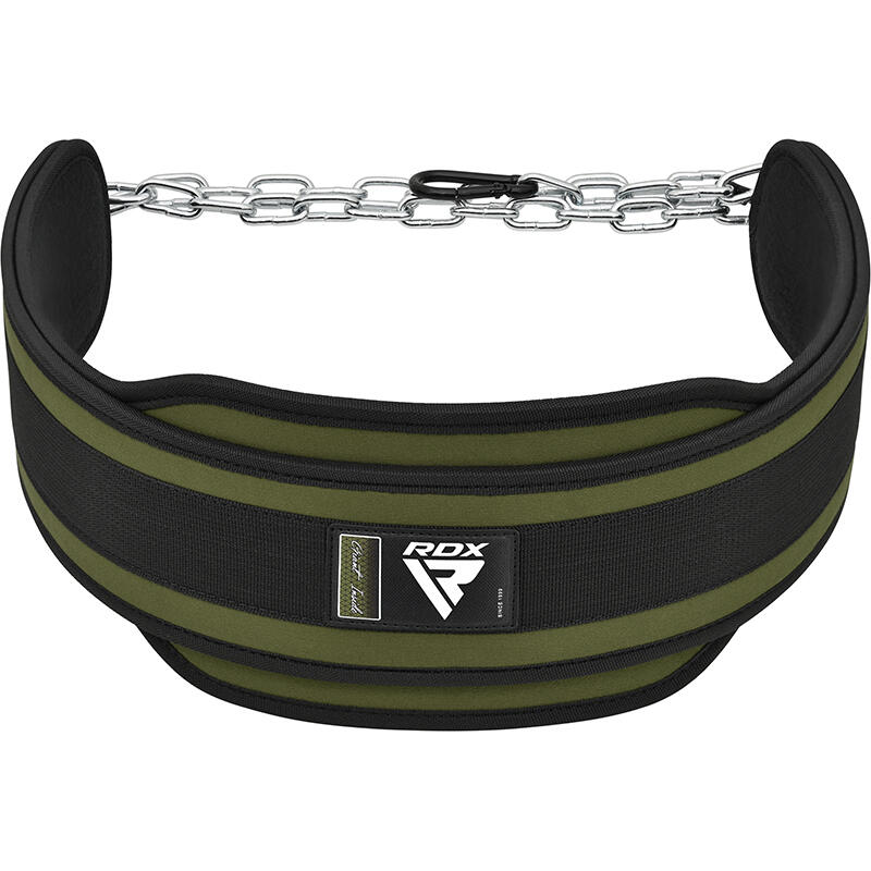 Centură culturism RDX T7 Pro cu lanț, verde militar, uni