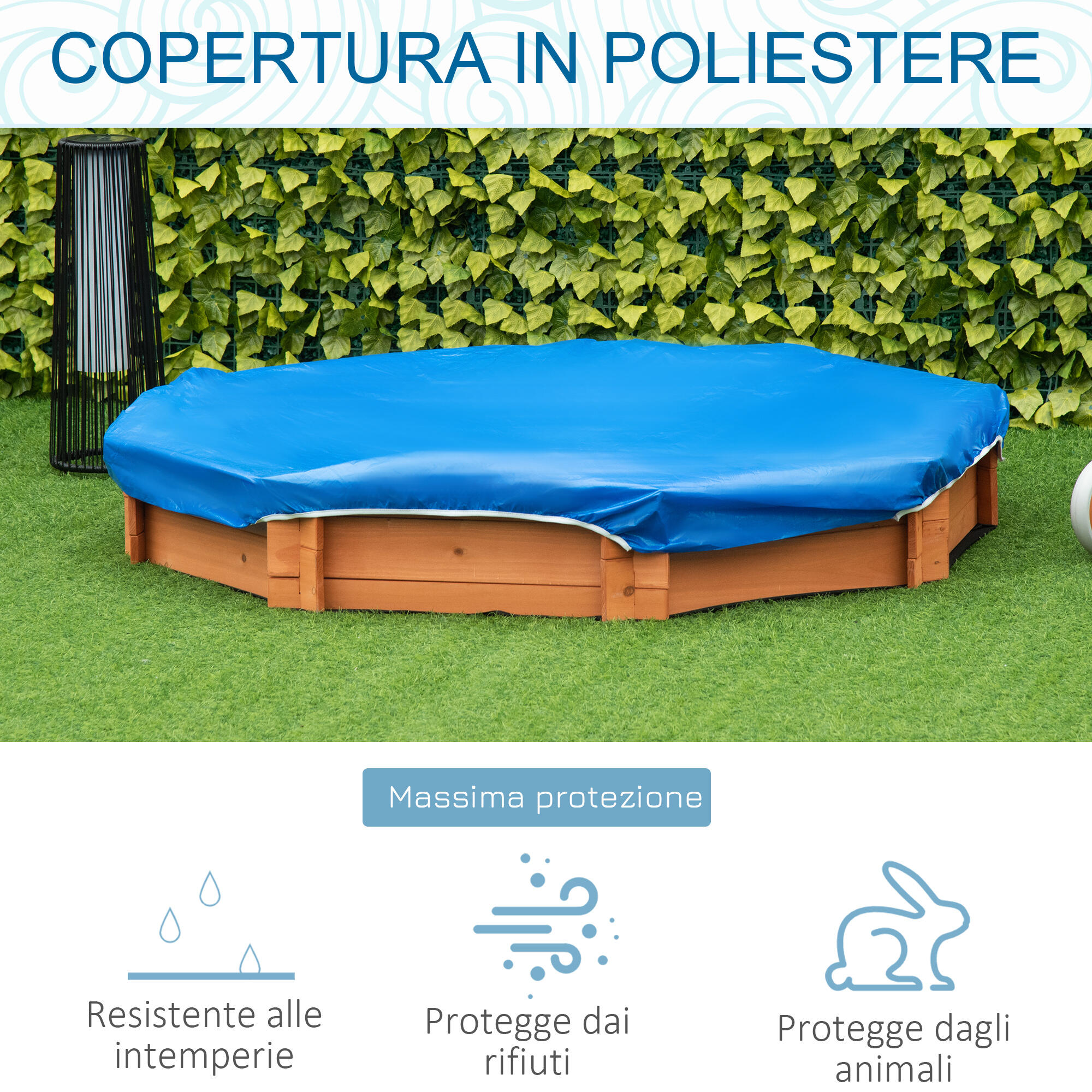 Outsunny Sabbiera per Bambini 3-8 Anni in Legno Ottagonale Sedili e Copertura 5/8