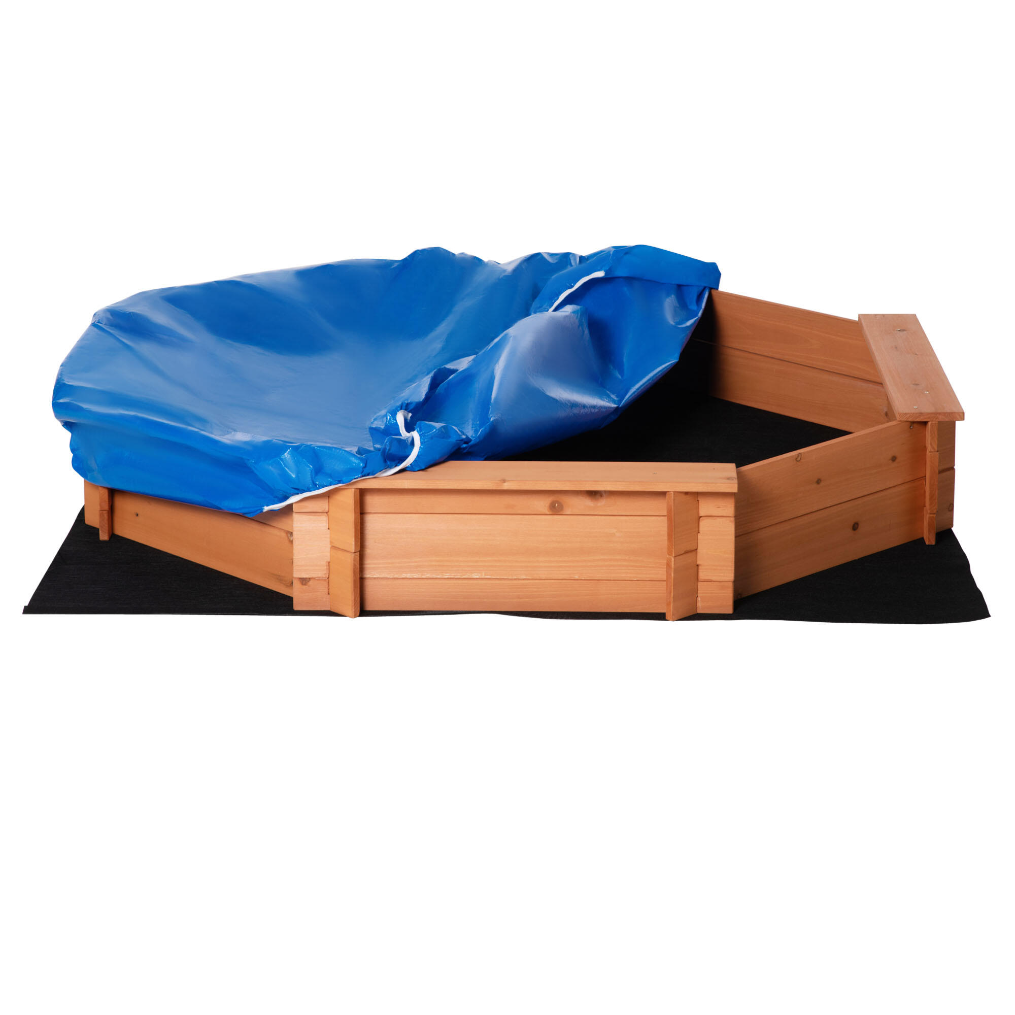 Caixa de areia para crianças 139,5x139,5x21,5 cm vermelho e azul outsunny