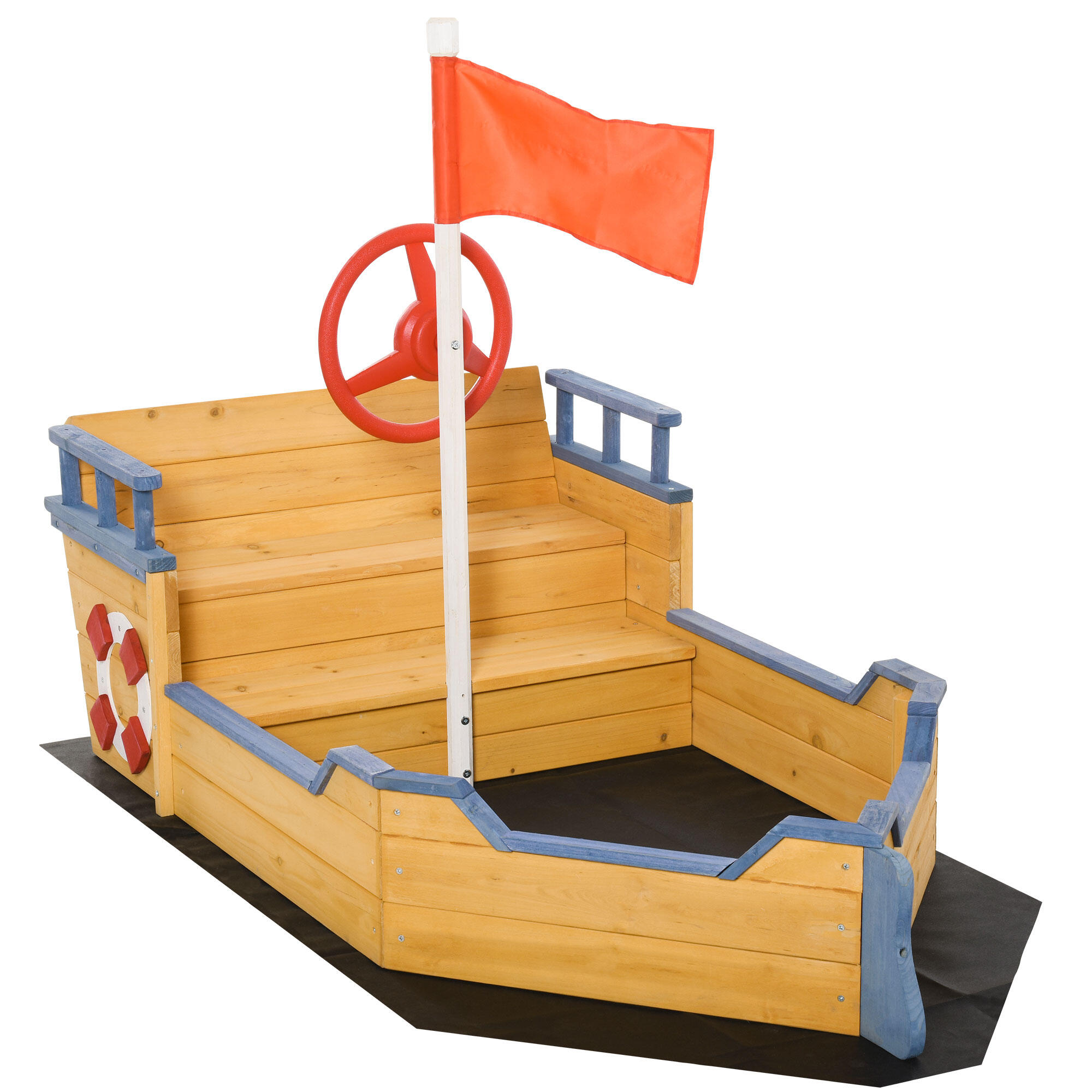 Caixa de Areia Infantil Outsunny 158x78x45.5 cm Cor de madeira natural