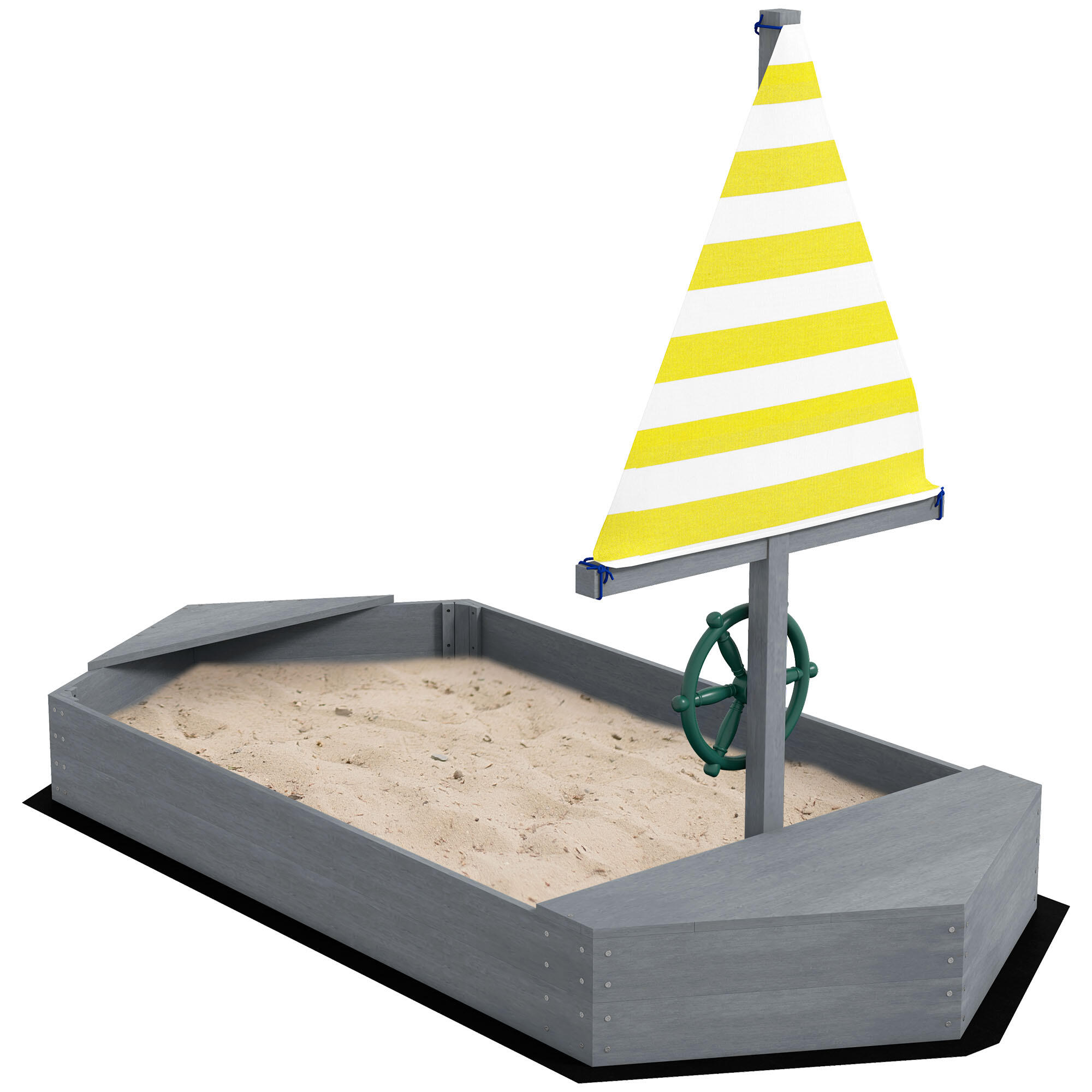 Caixa de areia para crianças 190x90x138 cm cinza escuro/cinza de carvão outsunny