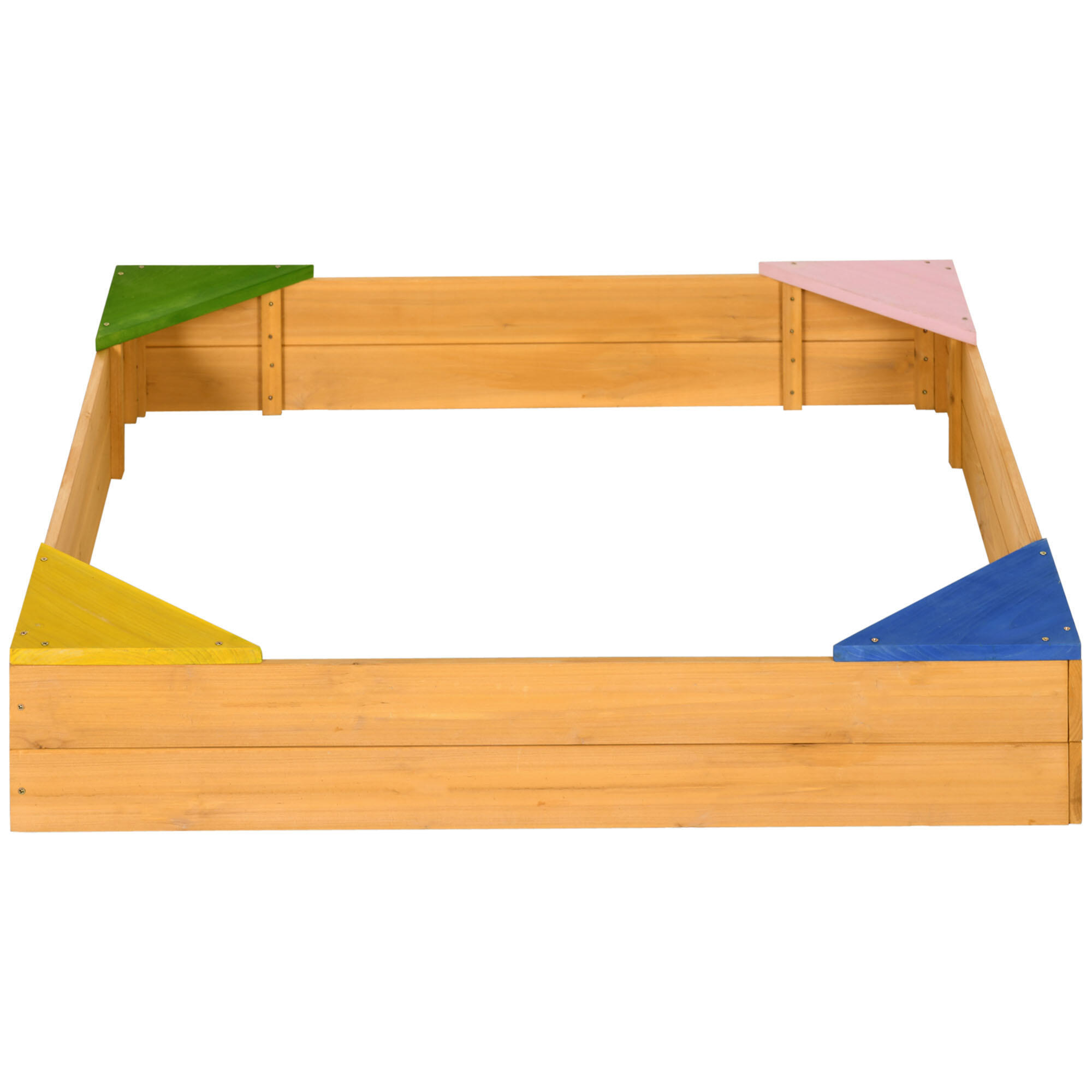 Outsunny Sabbiera per Bambini 4 Posti in Legno di Abete con Fodera Rimovibile 6/7