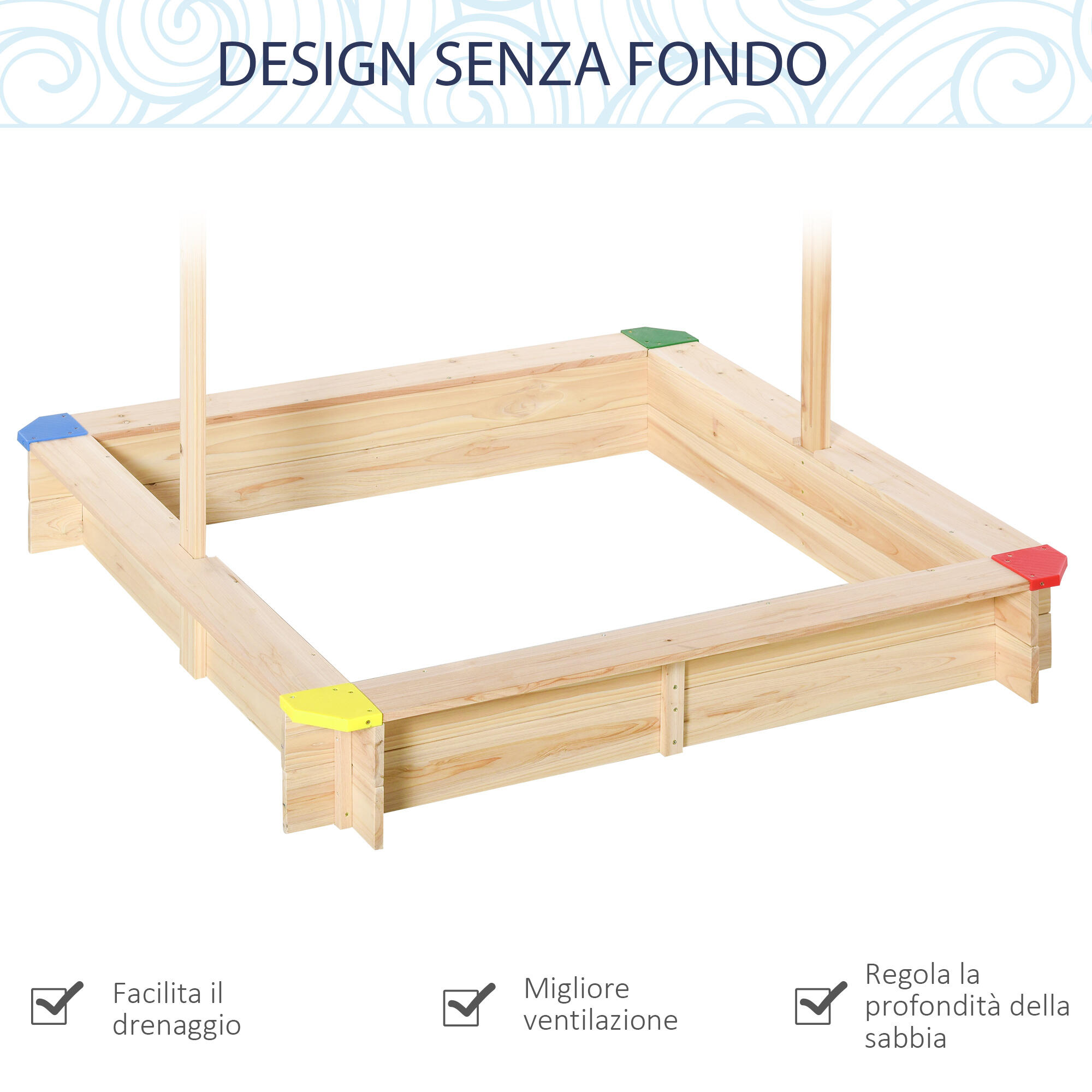 Outsunny Sabbiera per Bambini in Legno con Panca Tettuccio Parasole Regolabile 5/7