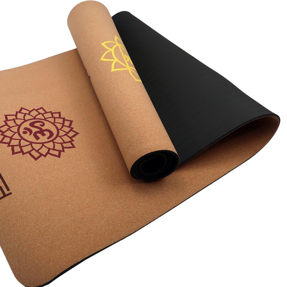 Powertrain Cork Yoga Mat with Carry Straps Chakras